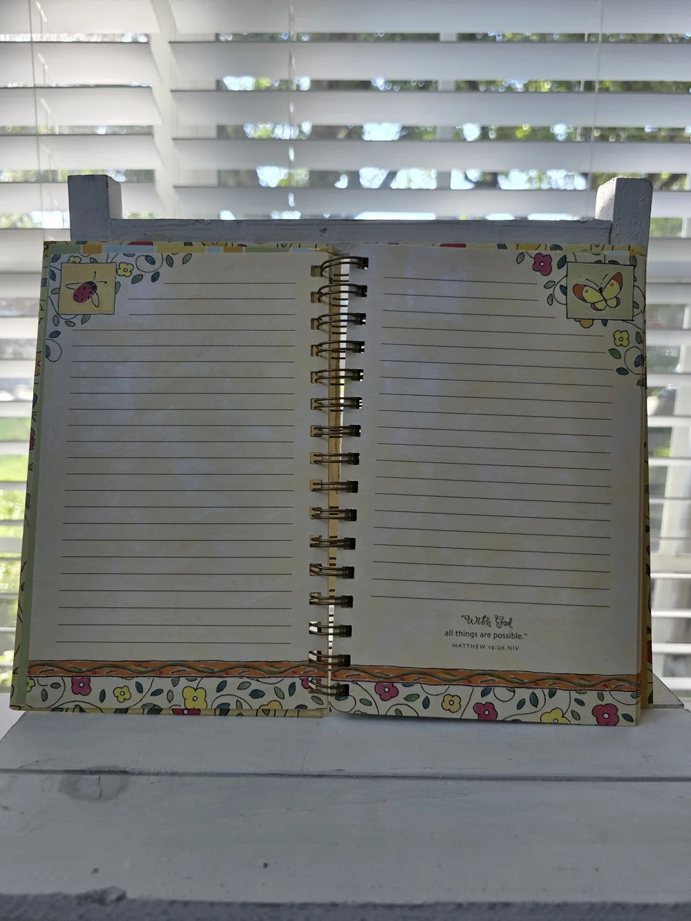 DaySpring Floral Spiral Journal with Butterfly & Ladybug Motifs - Yellow